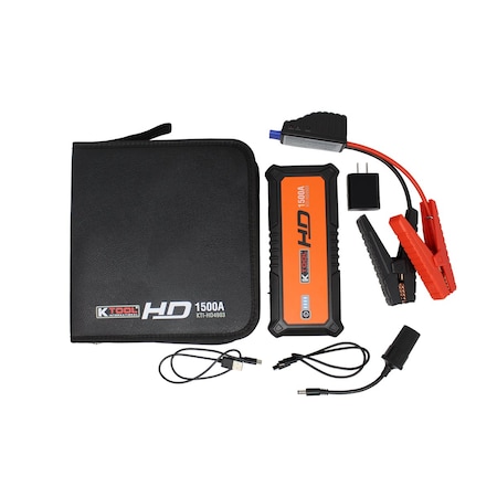 K-Tool International Compact Jump Starter For Gasoline And Diesel Engines 1500 Amp, 12-Volt, 24,000Mah KTIHD4903